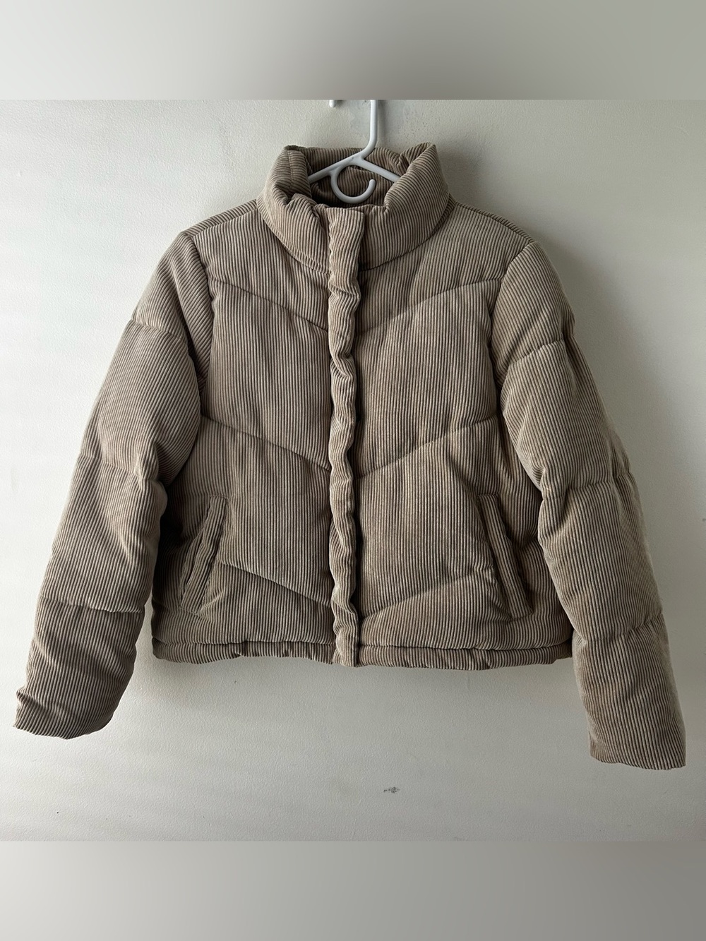 Cottagecore Granola Girl Ci Sono Corduroy Quilted Puffer Jacket Coat Tan Large